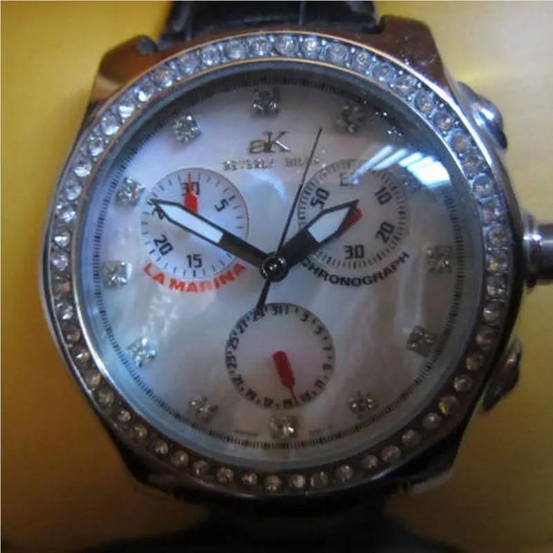Adee Kaye Women`s Chrono Watch Mop Dial Lea Sports Japan AK143L