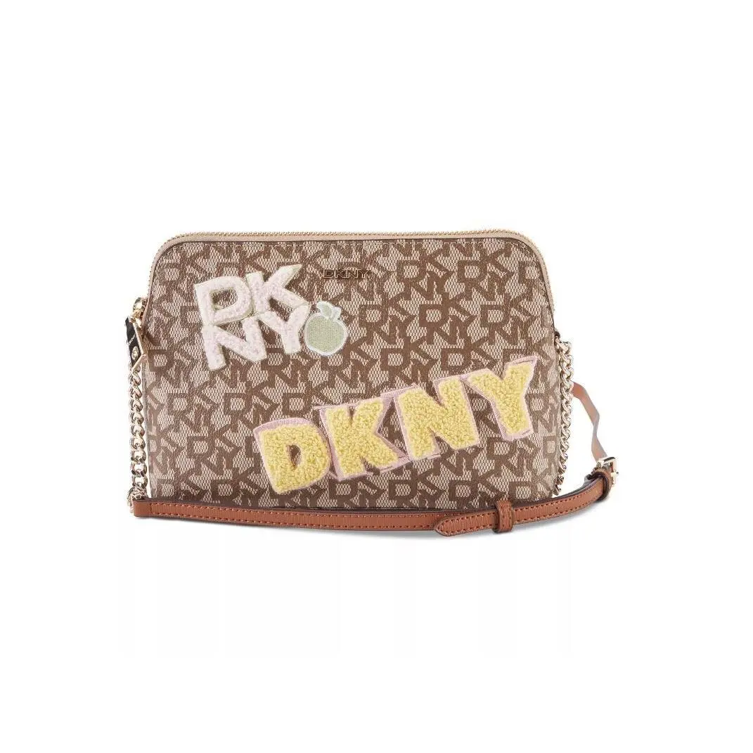 Dkny Bryant Signature Logo Chain Strap Women`s Dome Small Crossbody -brown