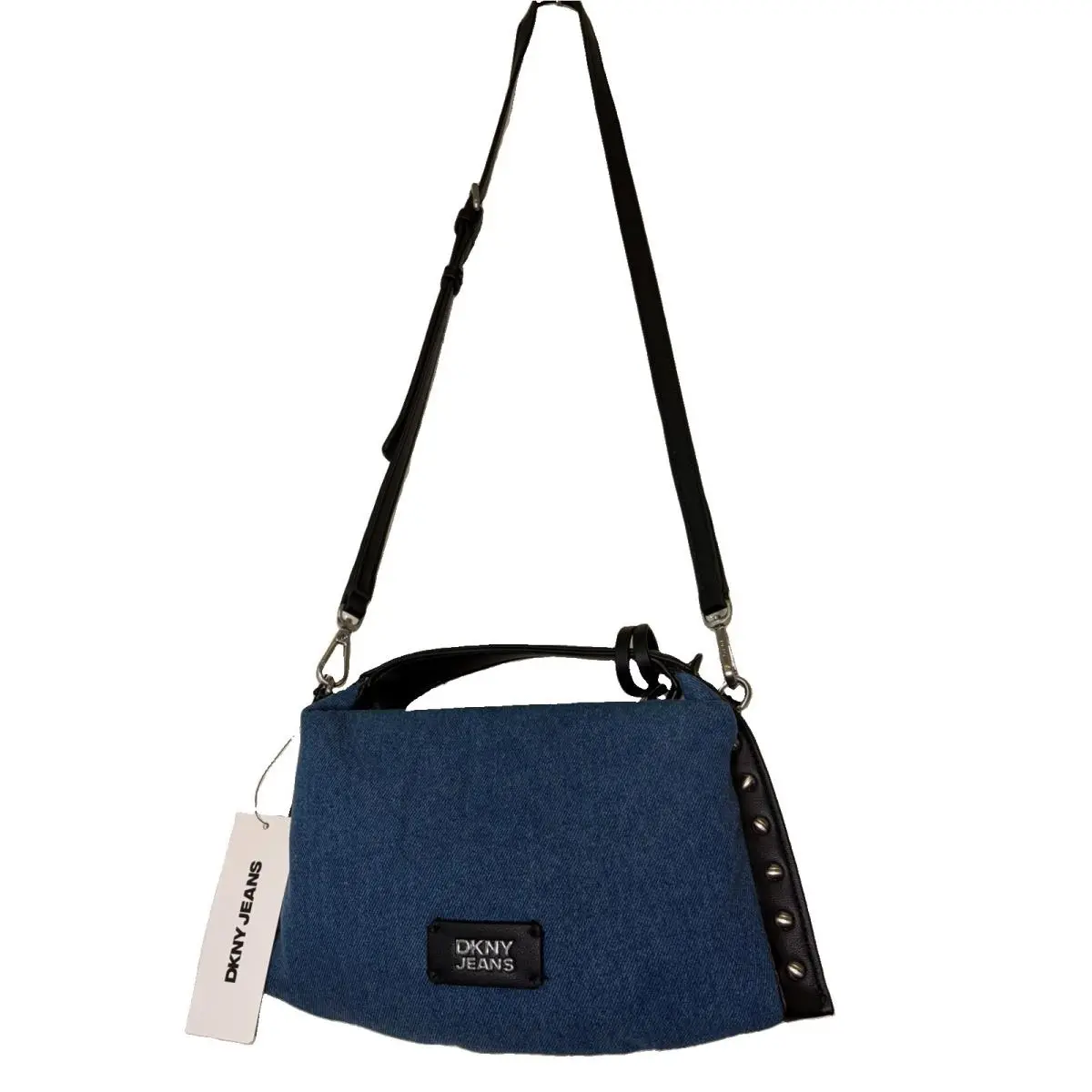 Dkny Rocco Mini Jeans Blue Crissbody Bag Studded Black Heart Charm by DKNY