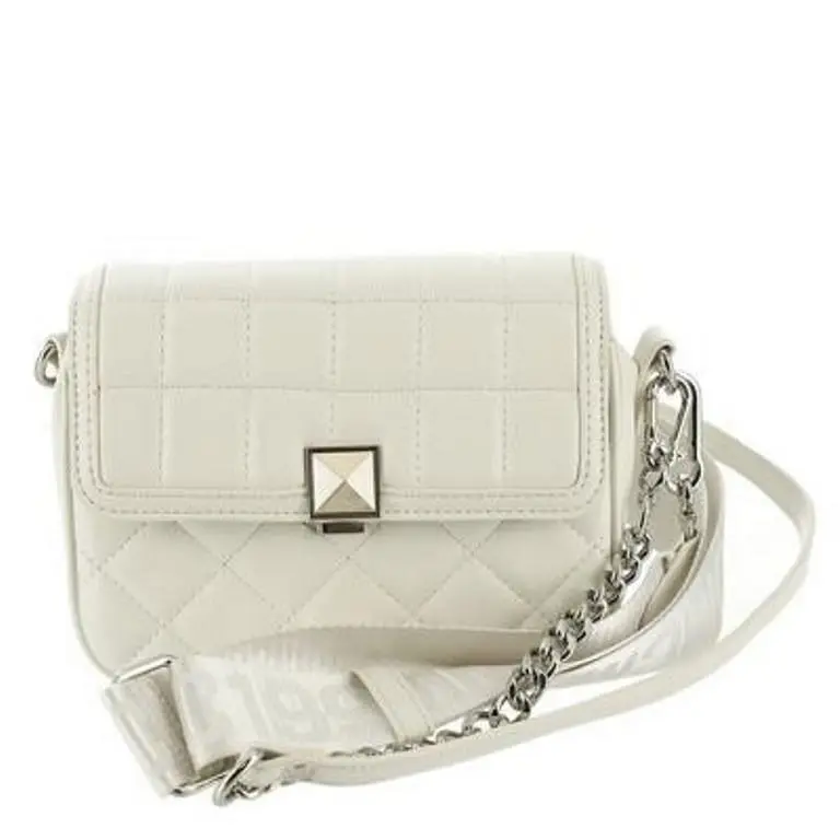 Steve Madden Bcarla Crossbody Bag Quilted Chalk White Silver