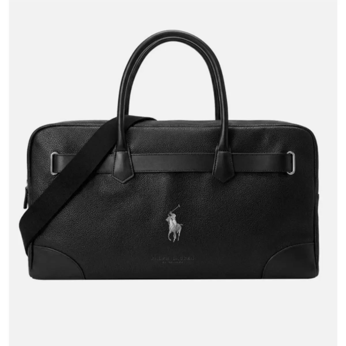 Ralph Lauren Fragrances Duffle Black Leather Travel Shoulder Gym Bag