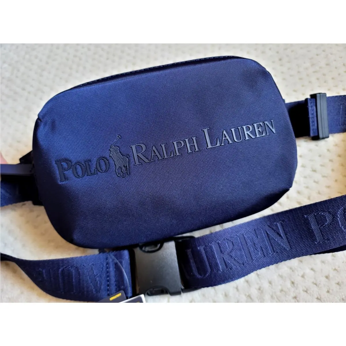 Polo Ralph Lauren Tonal Logo Navy Blue Fanny Pack Waist Sling Travel Belt Bag