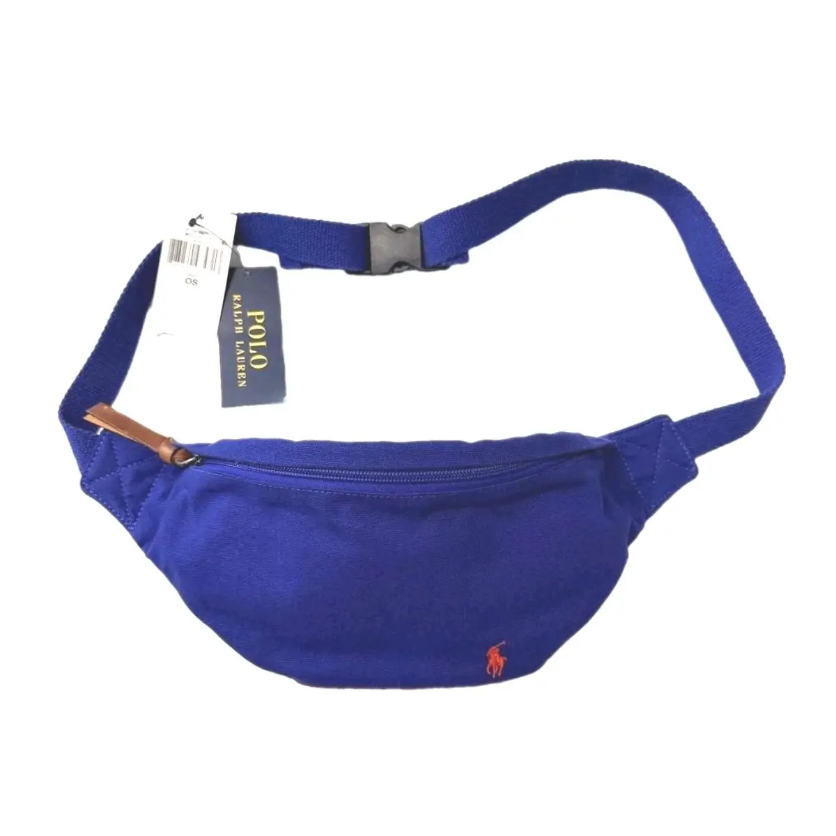Polo Ralph Lauren Crossbody Bag Fanny Pack Cotton Leather Royal Blue Staple