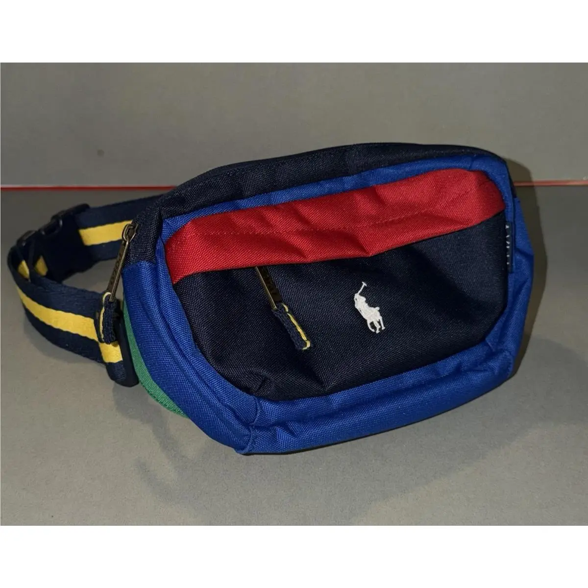 Polo Ralph Lauren Blue Yellow Red Colorblock ZA Belt Bag Fanny Pack