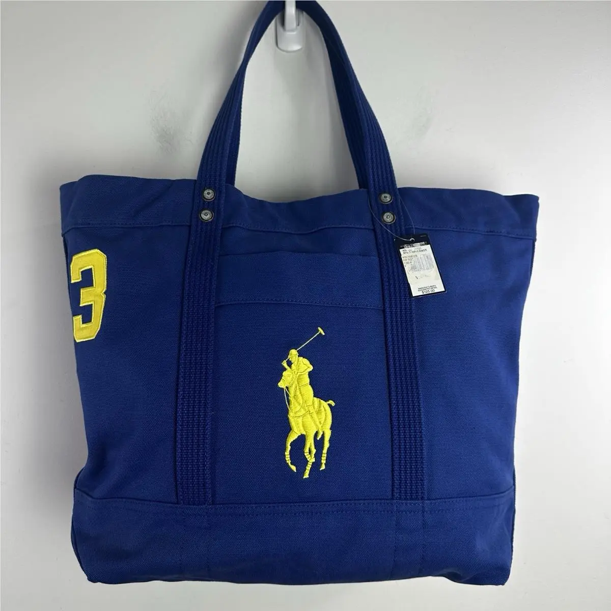 Ralph Lauren Polo Tote 3 Canvas Bag Vintage Limited Edition Pony Logo Blue