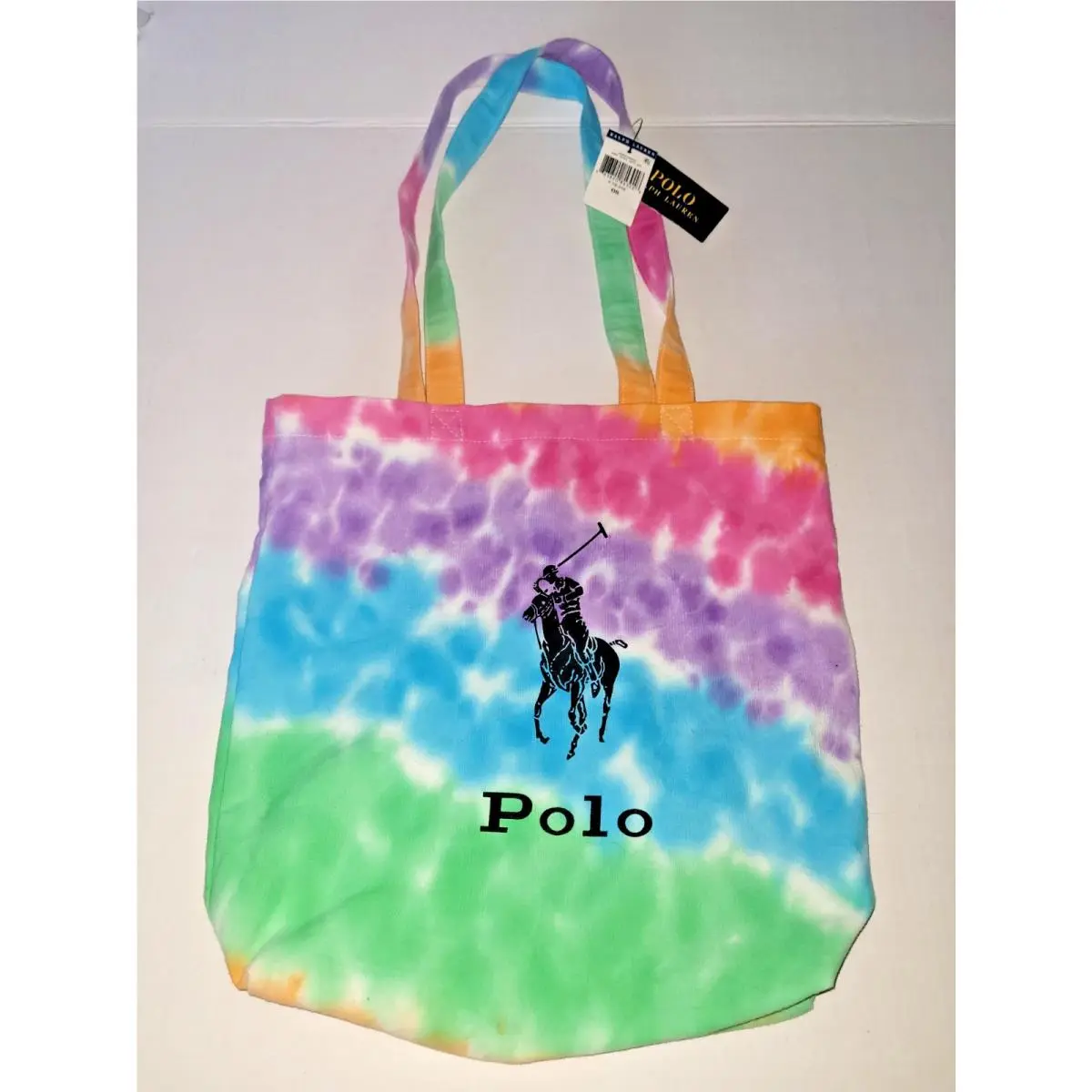 Ralph Laurn Polo Rainbow Tie Dye Logo Tote Bag 15 Women`s Men`s Teen