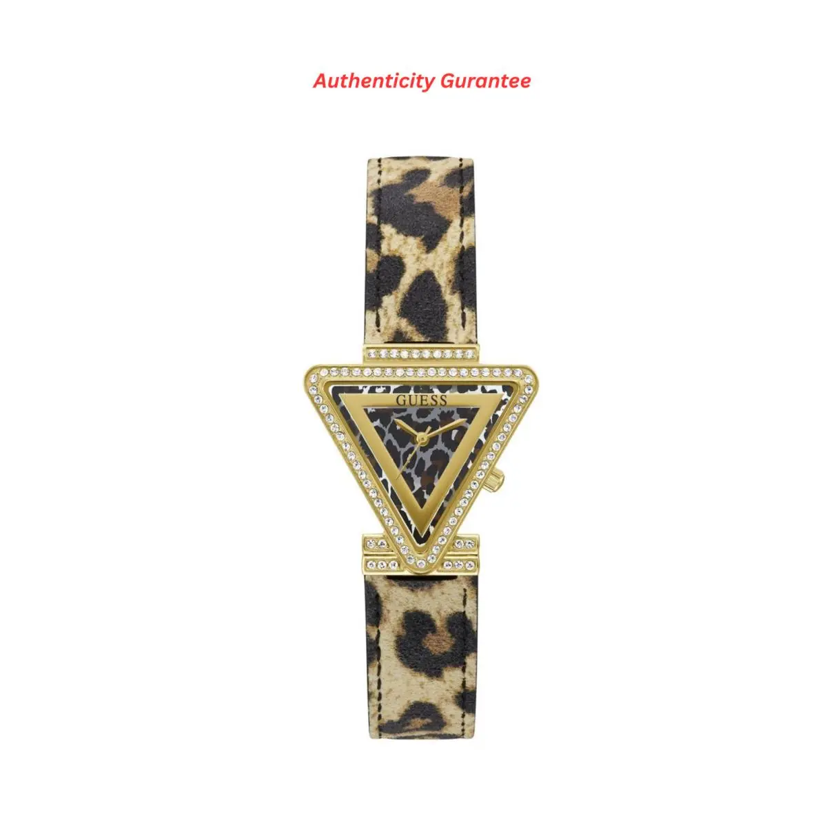 Guess Ladies 34mm Watch - Animal Print Strap Dial Gold Tone Case