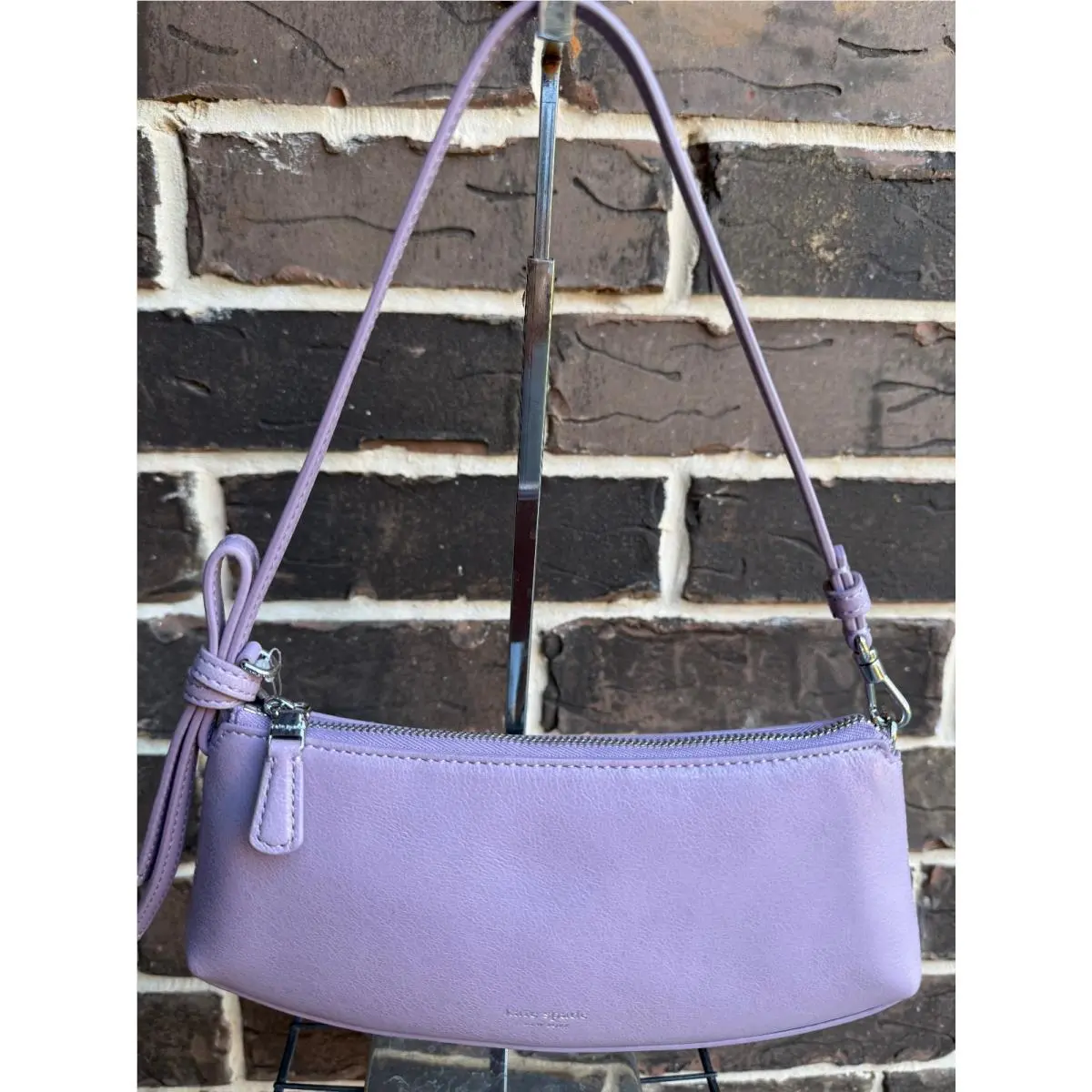 Kate Spade Loop Leather Slim Pochette Shoulder Bag Market Purple
