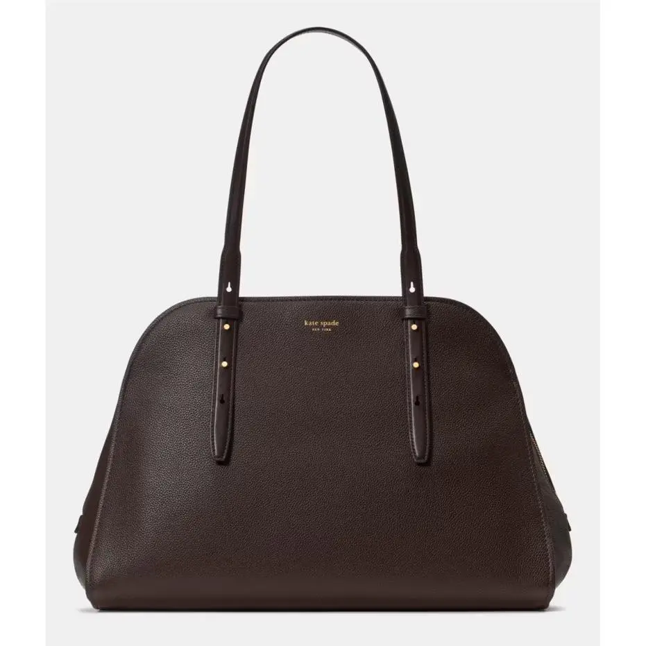 Kate Spade New York Pebbled Leather Maise Carryall Tote Hot Fudge Gold