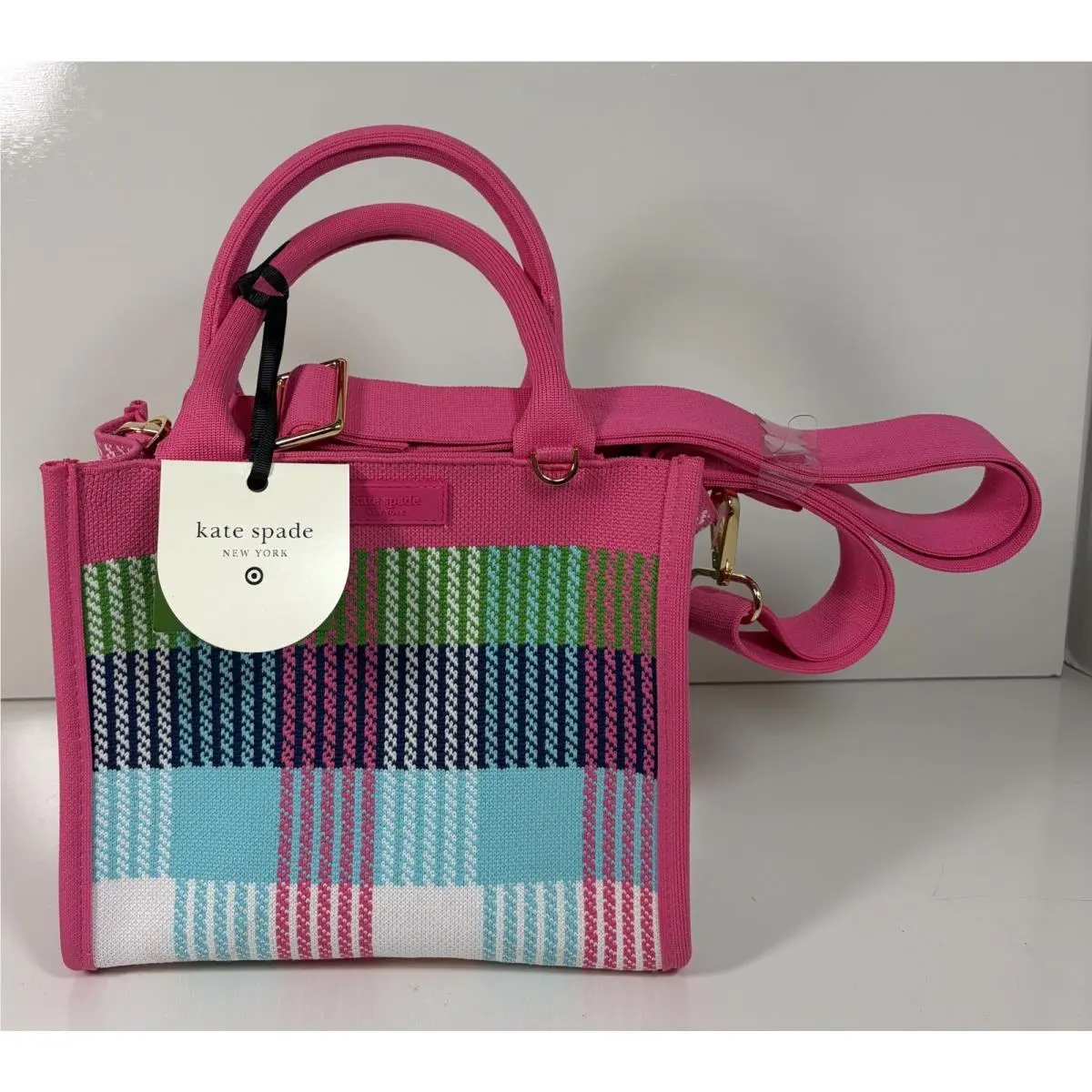 New Limited Edition Kate Spade New York x Target Pink Plaid Mini Tote Bag Purse