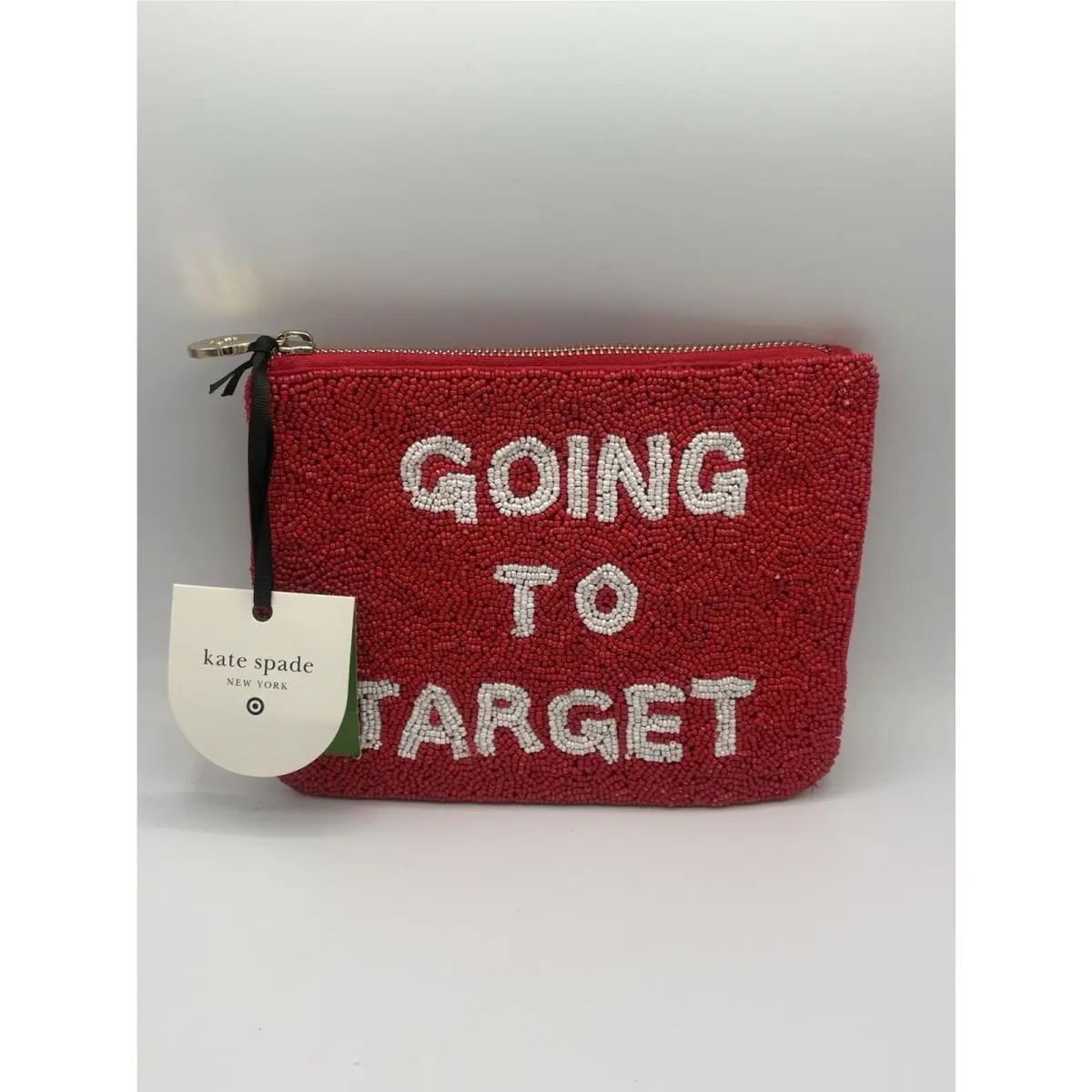 Kate Spade Target Going To Target Beaded Clutch Bag Red White Pouch Limited
