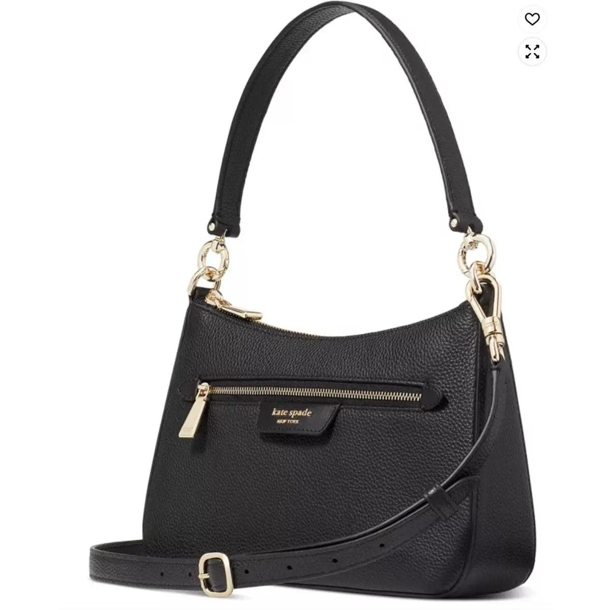 Kate Spade Hudson Convertible Crossbody Bag KF859 Black Pebbled Leather