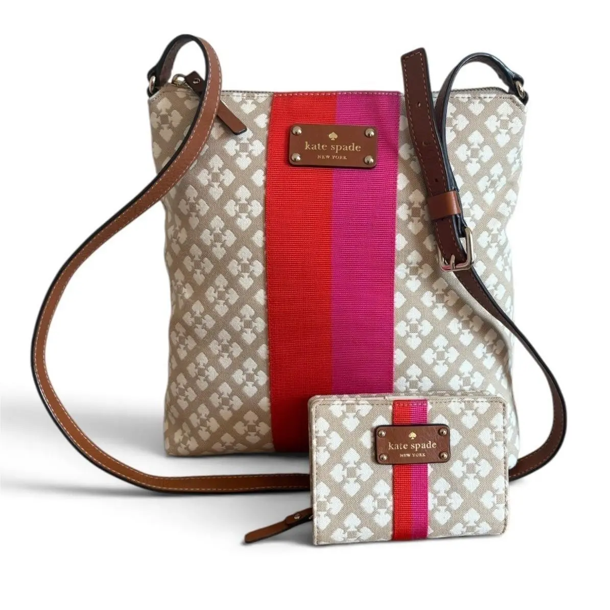 Kate Spade Classic Spade Crossbody Bag + Wallet Victoria Canvas Leather