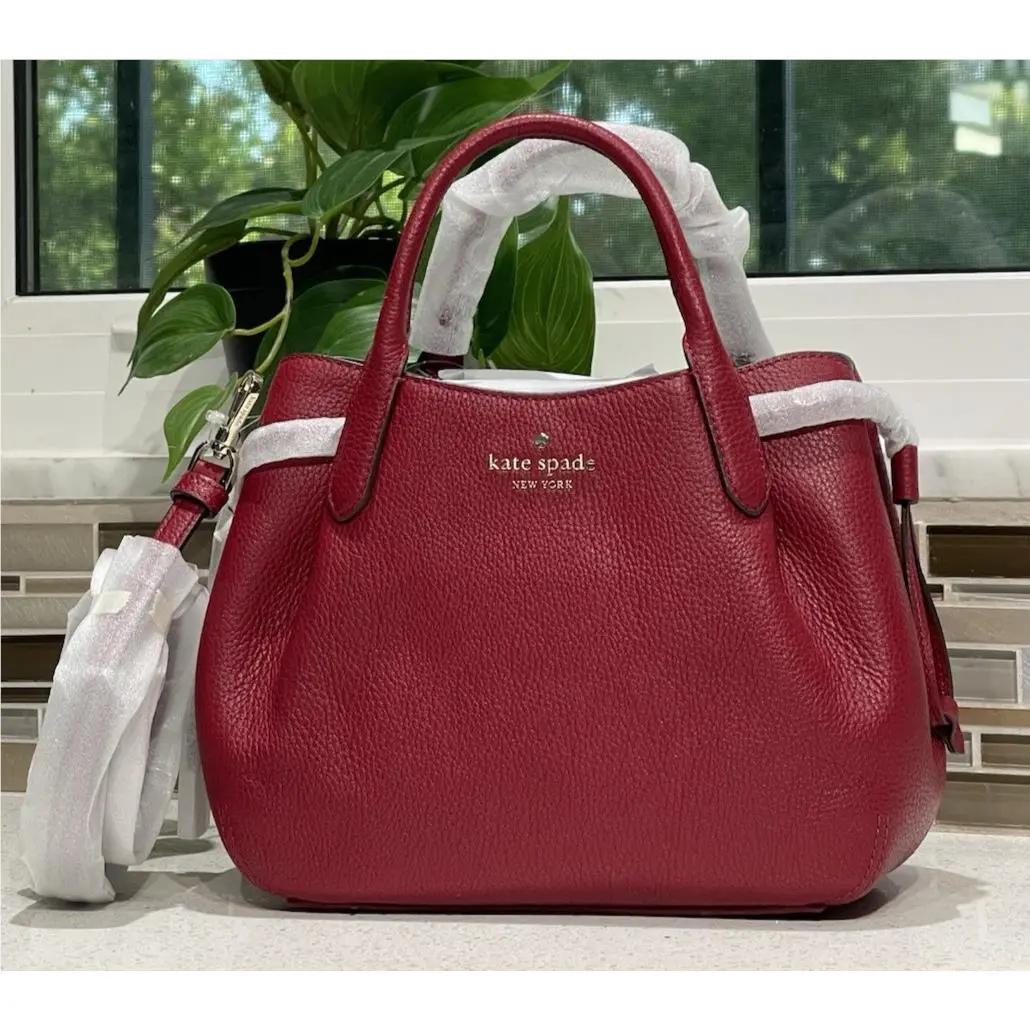 Kate Spade Dumpling Small Satchel Crossbody Shoulder Bag Tote Red Jam Leather