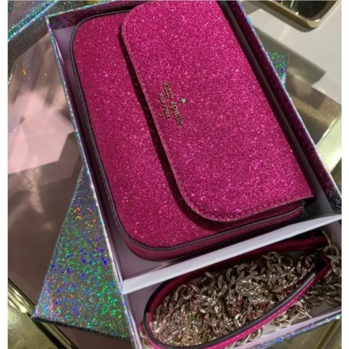 Kate Spade New York Lola Glitter Boxed Convertible Belt Bag Crossbody Pink