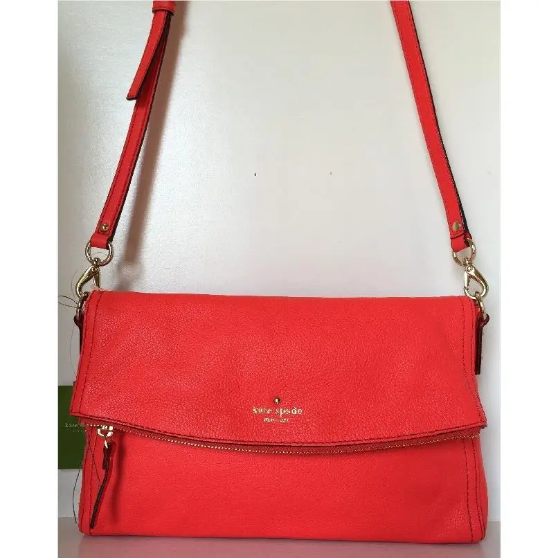 Kate Spade Carson Cobble Hill Geranium Handbag Leather Gold Medium