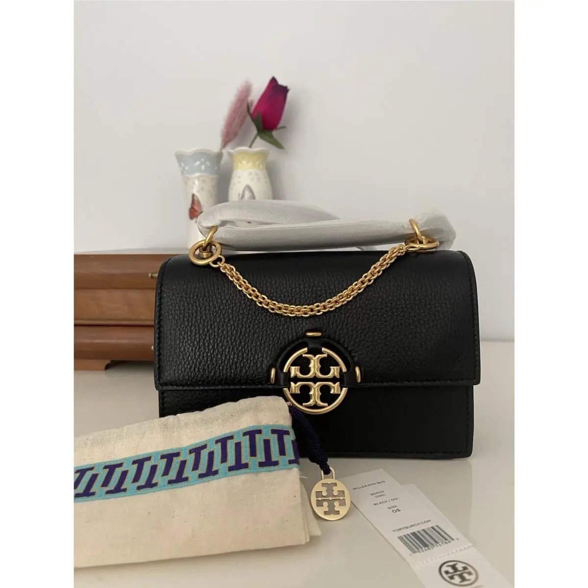 Kate Spade New Tory Burch Miller Mini Black Leather Convertible Shoulder Bag/crossbody Bag