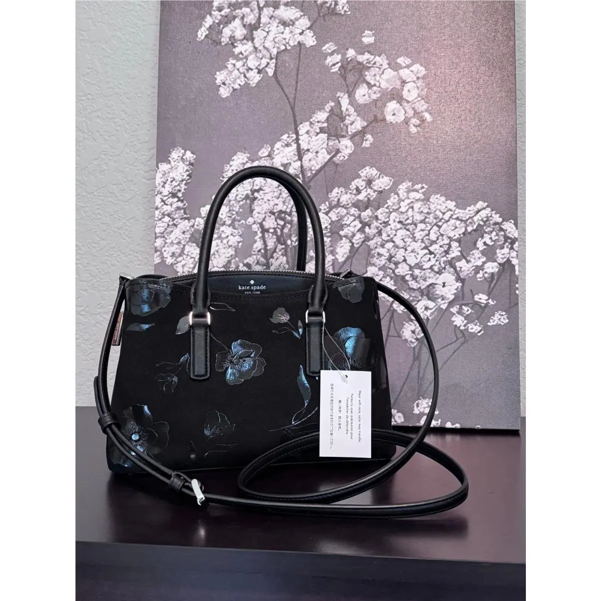 Kate Spade Thompson Street Floral Suede Small Satchel Crossbody Bag