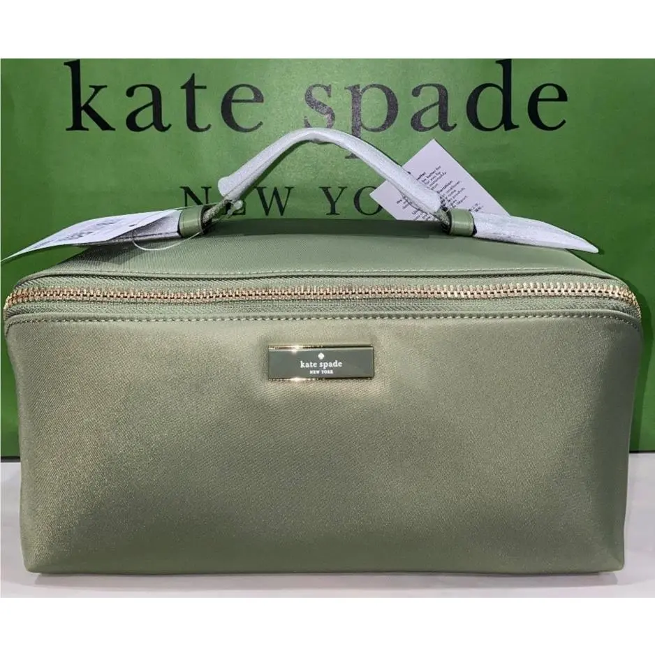 Kate Spade NY Carter Travel Cosmetic Handled Pouch Bag KL877 Cedar Green