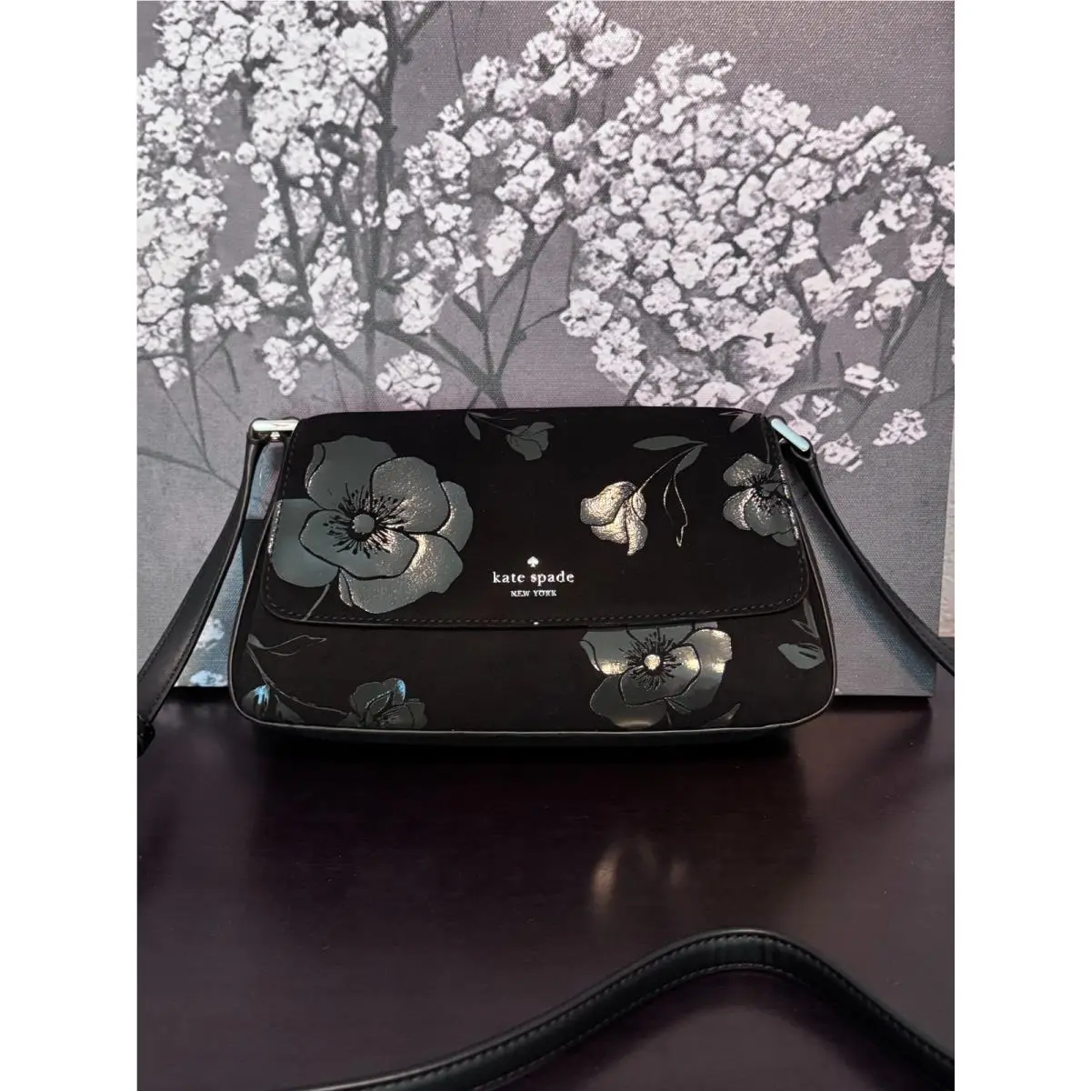 Kate Spade New York Sutton Floral Suede Mini Crossbody Purse