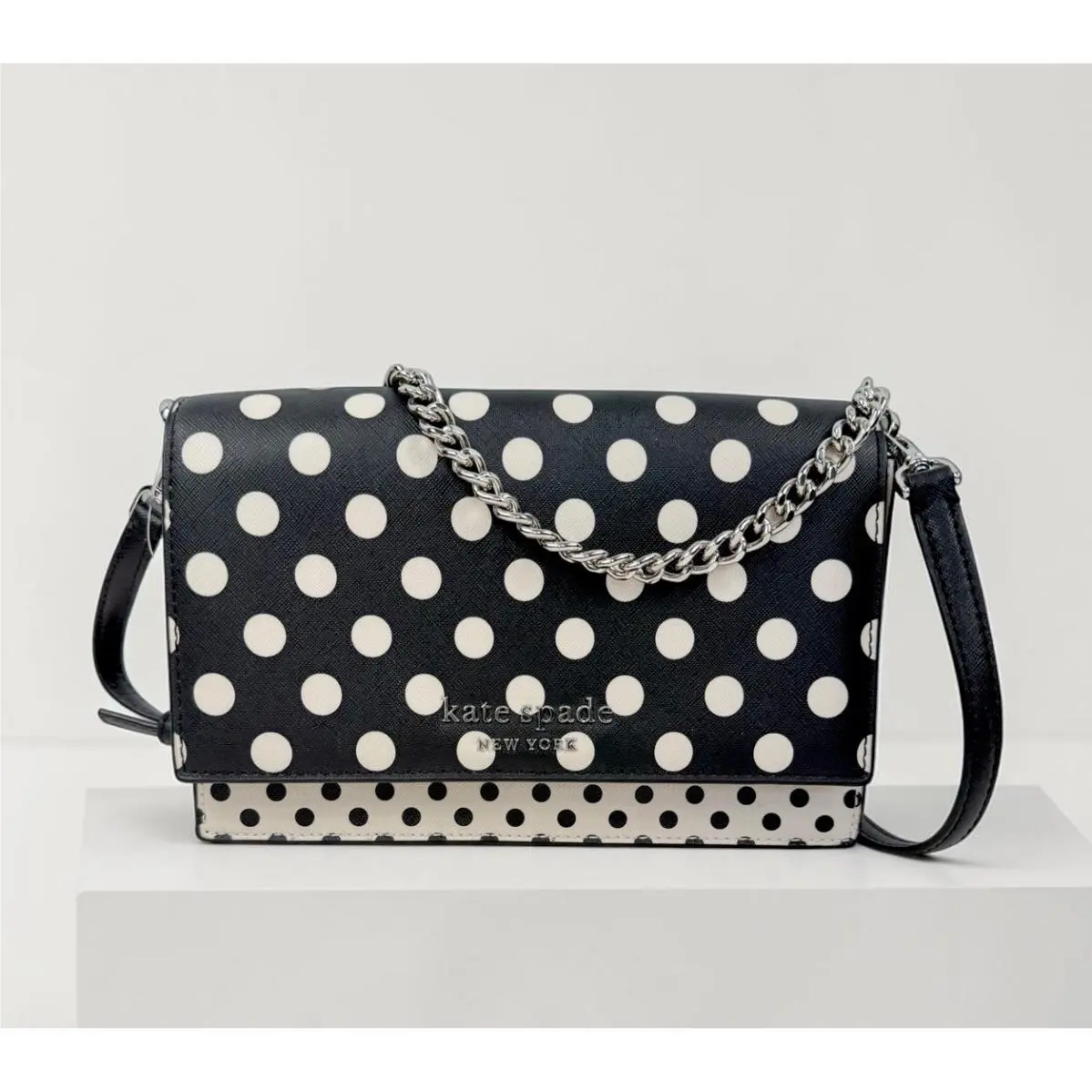 Kate Spade Cameron Picture Dot Convertible Crossbody Bag Black White Polka Dot