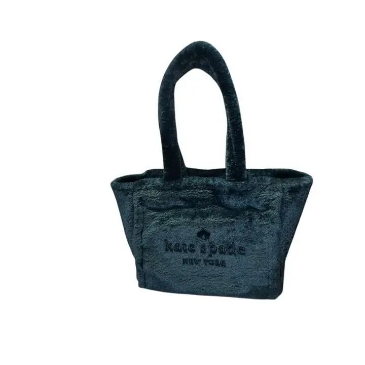 Kate Spade York Ella Shearling Tote Bag Teal Green Fur Large