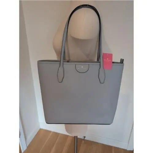 New Kate Spade Large Tote Textured Ocean Fog Light Blue Excellent