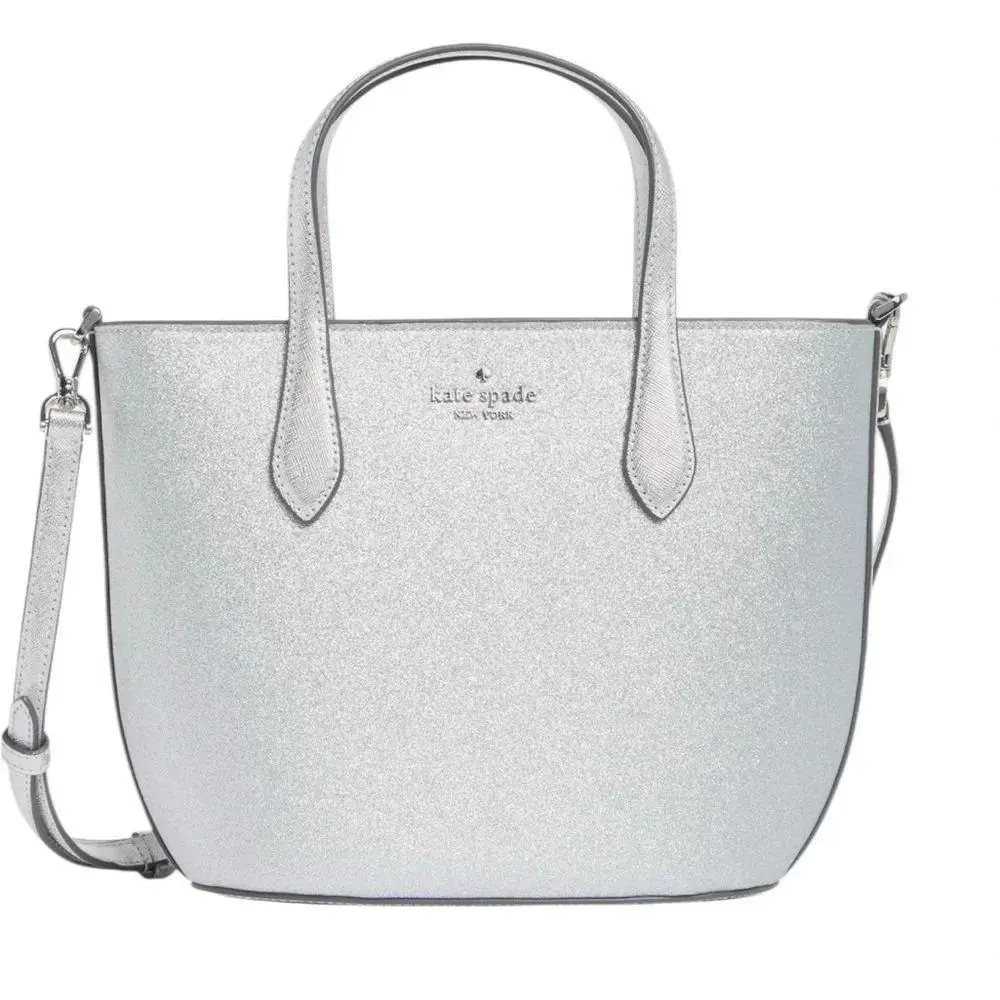 Kate Spade Glimmer Lunar Light Silver Glitter Mixed Medium Satchel Bag