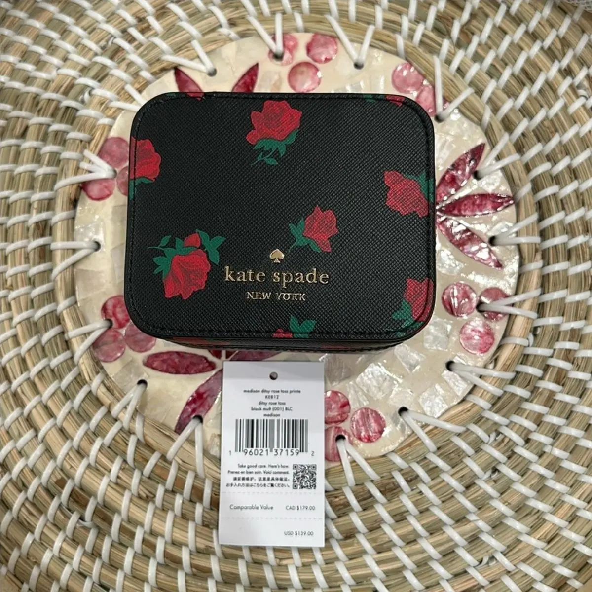 Kate Spade Madison Rose Toss Print Leather Jewelry Case