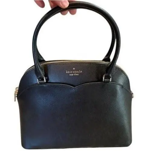 Kate Spade Payton Medium Dome Satchel Black Saffiano Leather Crossbody