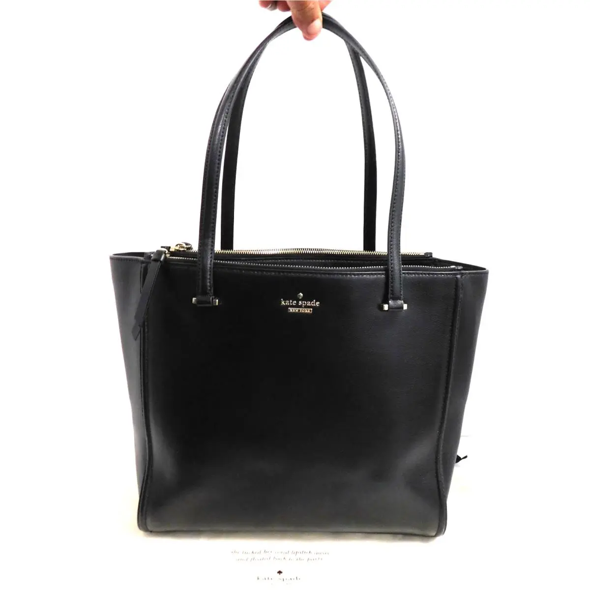 Kate Spade Kona Patterson Drive Black Leather Carryall Double Handles Tote