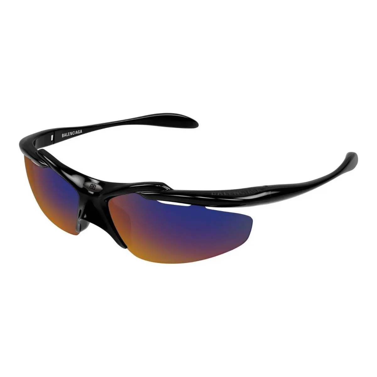 Balenciaga BB0464S Black/grey with Violet Flash Mirror 005 Sunglasses
