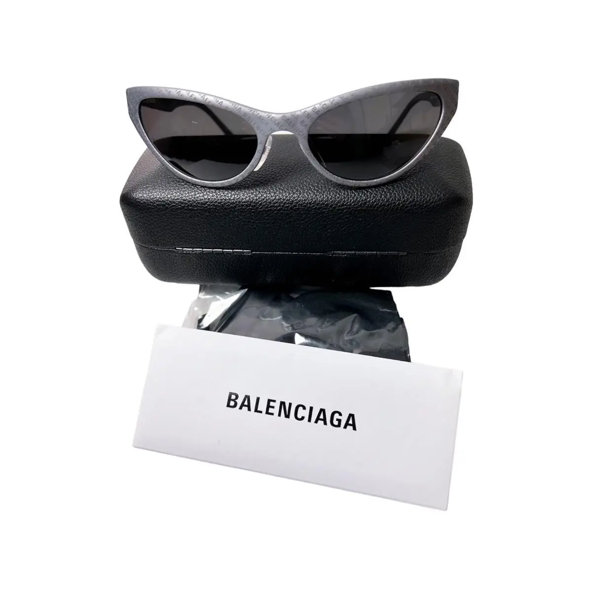 Balenciaga Womens Gray Logo UV Sunglasses Metal Aluminum Frame with Case