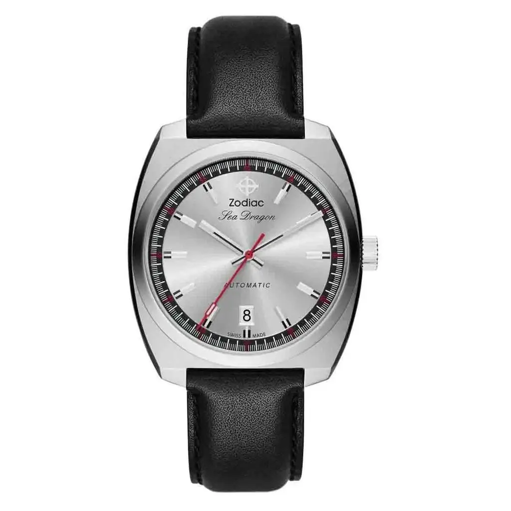 Zodiac Sea Dragon Automatic Retro Sapphire Black Leather 40mm Mens Watch ZO9906