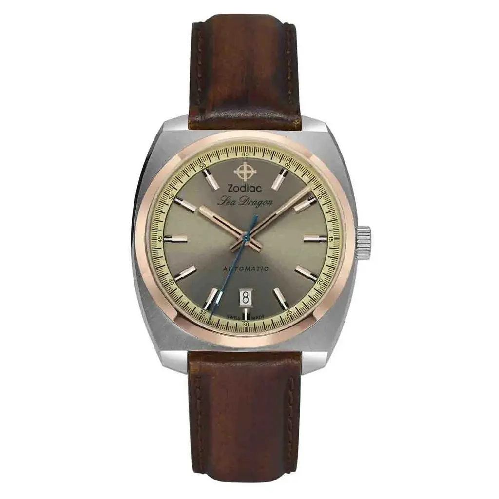Zodiac Sea Dragon Automatic Retro Sapphire Brown Leather 40mm Mens Watch ZO9911