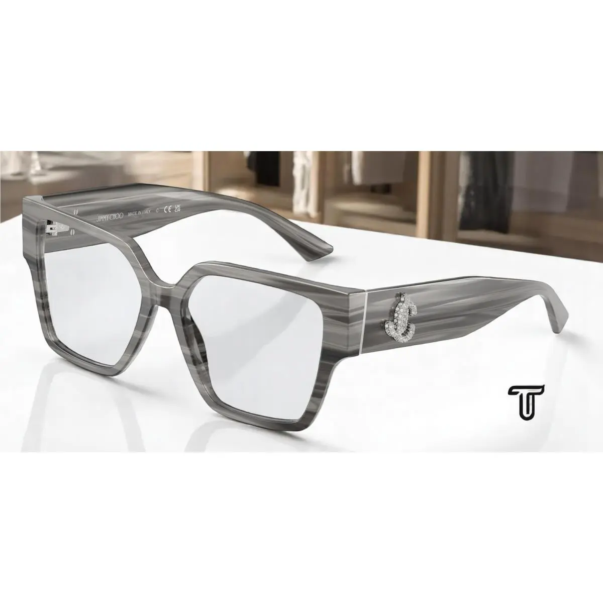 Jimmy Choo JC3032B 5063 Striped Black Demo Lens 53 mm Women`s Eyeglasses