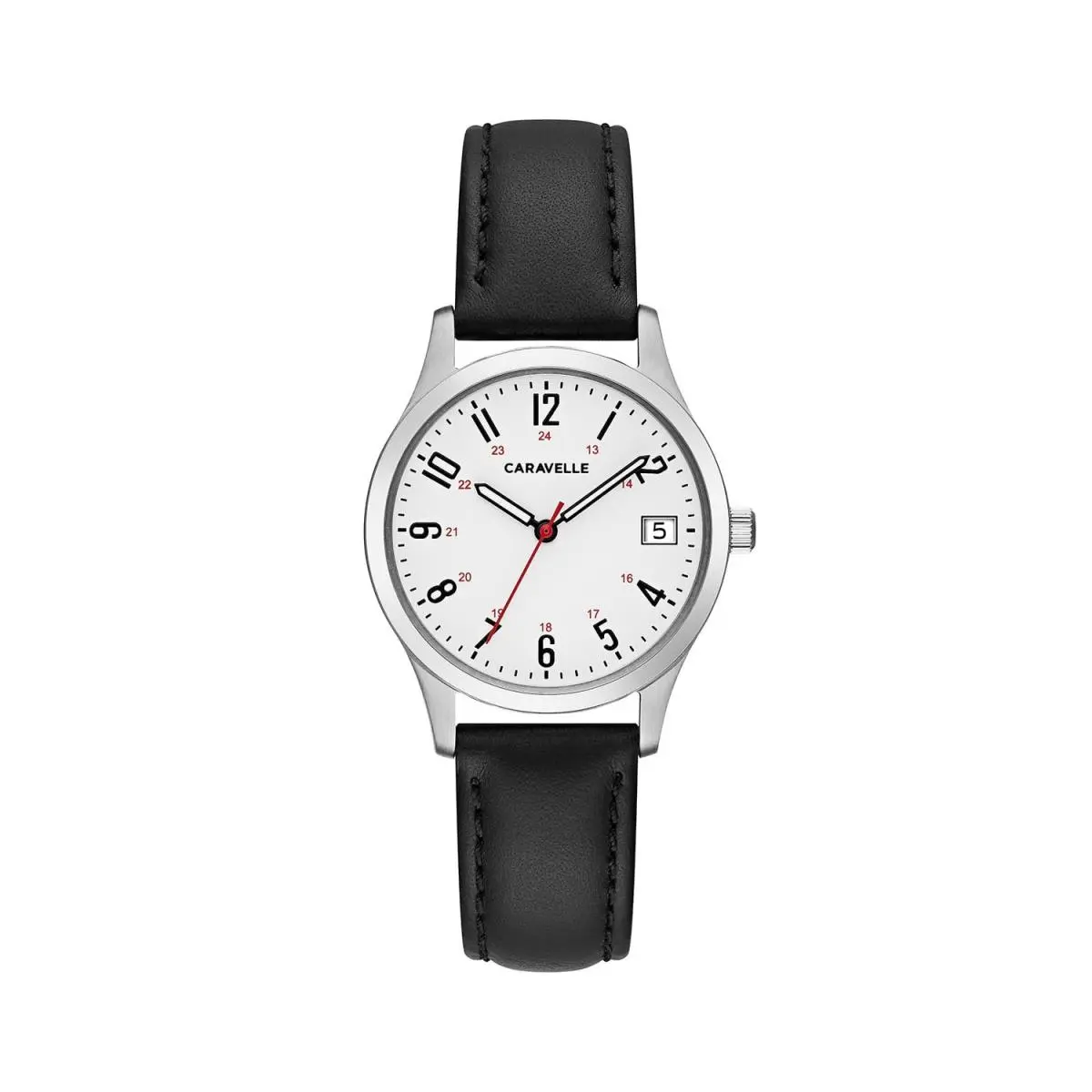 Caravelle Designed By Bulova Women`s Black Leather Easy Reader Watch 43M118 30mm