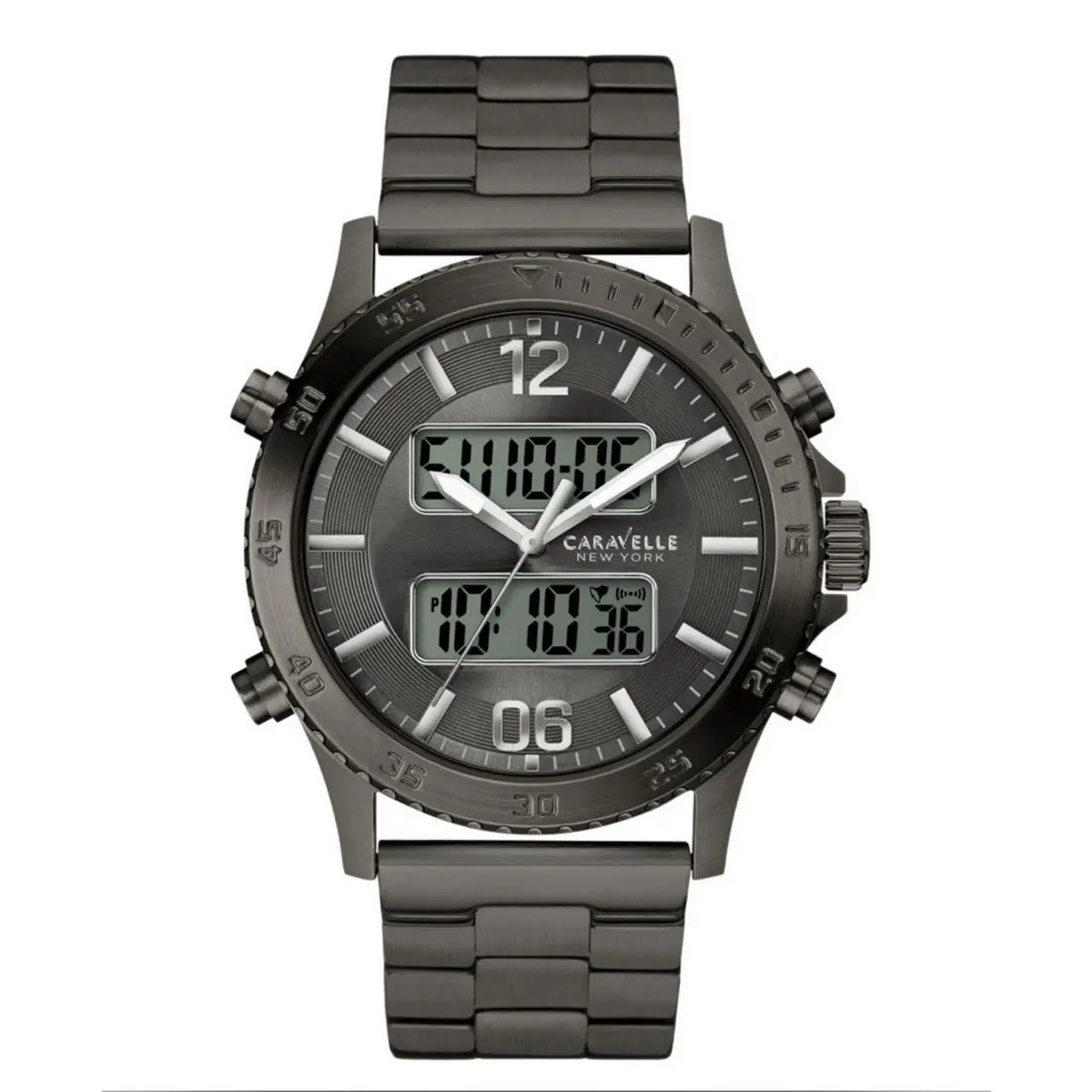New York 45B136 Mens Gunmetal Chrono Analog Digital Watch by Caravelle