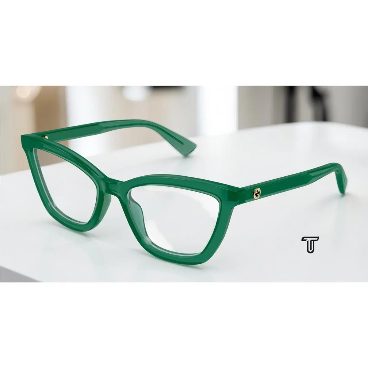 Gucci GG1686O 010 Round Oval Panthos Green Demo Lens 54 mm Women`s Eyeglasses