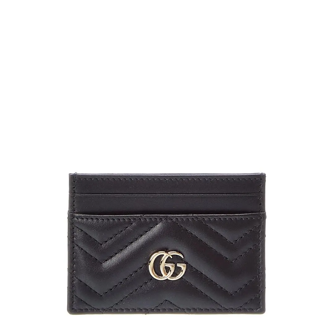 Gucci Gg Marmont Leather Card Case Women`s Black