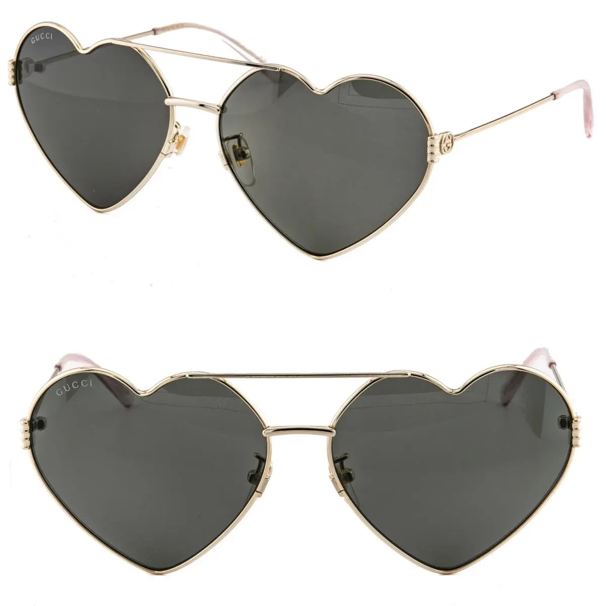 Gucci 283 Metal Heart Shaped Love Gold Black Gg1283S 001 Sunglasses