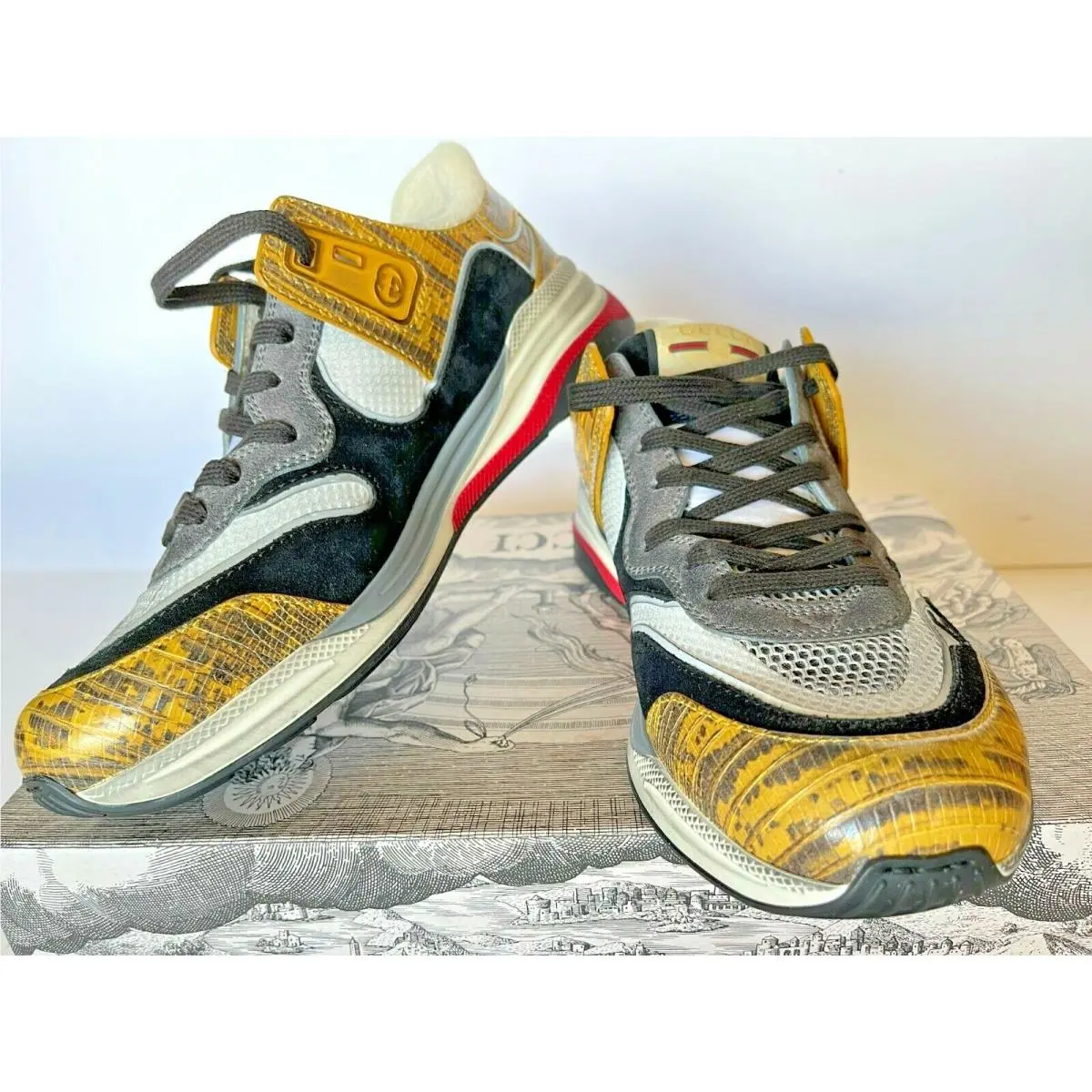 Gucci Ultrapace Sneaker Silver Metallic Multi Men`s G 7 / US 8