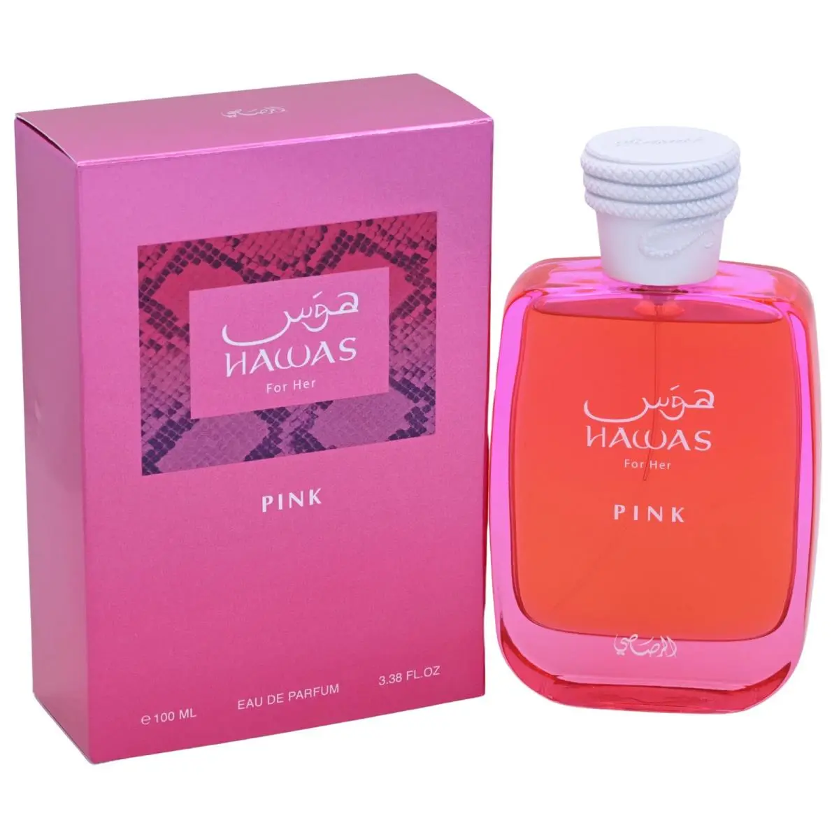 Rasasi Hawas Pink Eau de Parfum Edp Spray For Women 3.38 oz / 100 ml