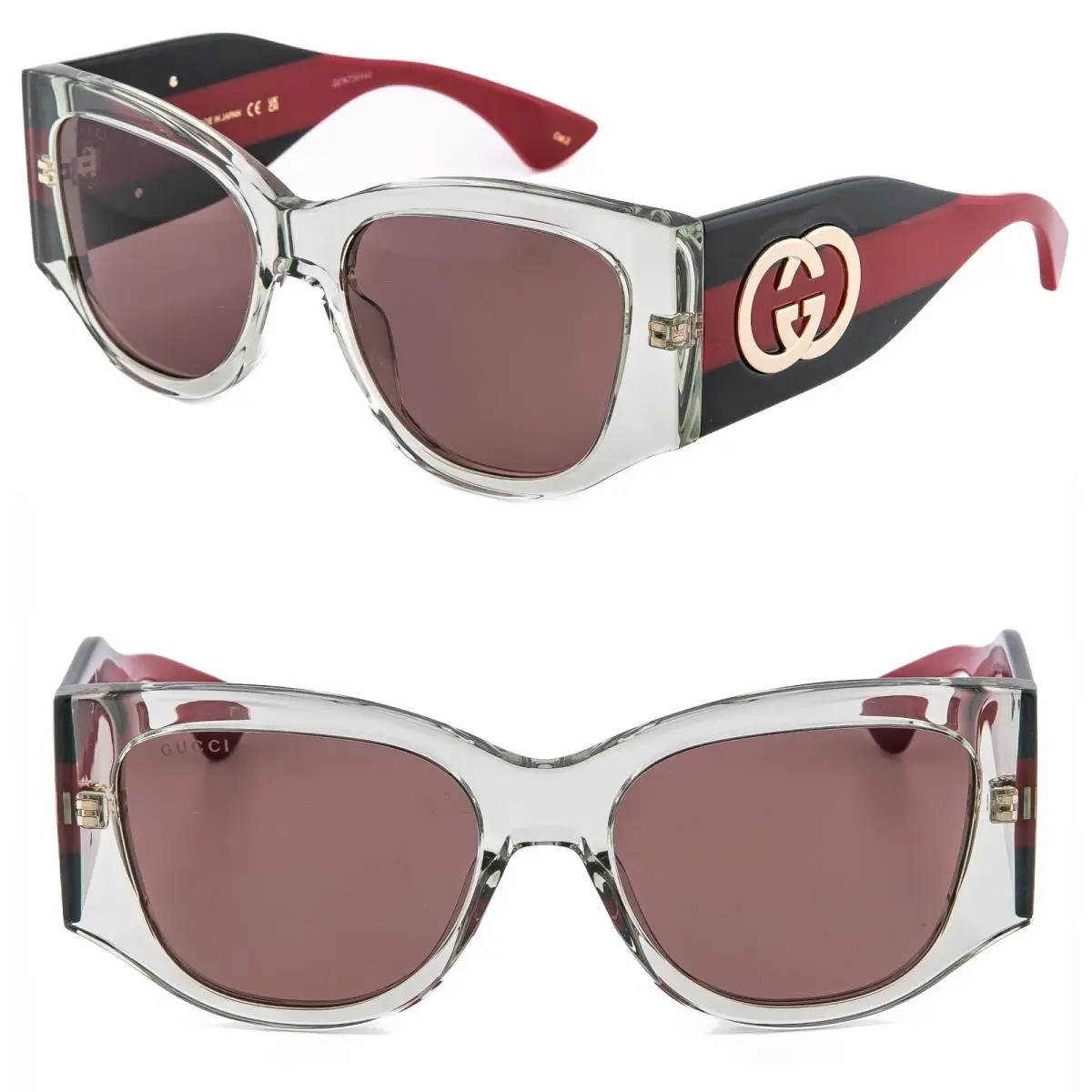 Gucci Gg2115S 2115 Crystal Green Web Stripe Classic Logo Sunglass 003