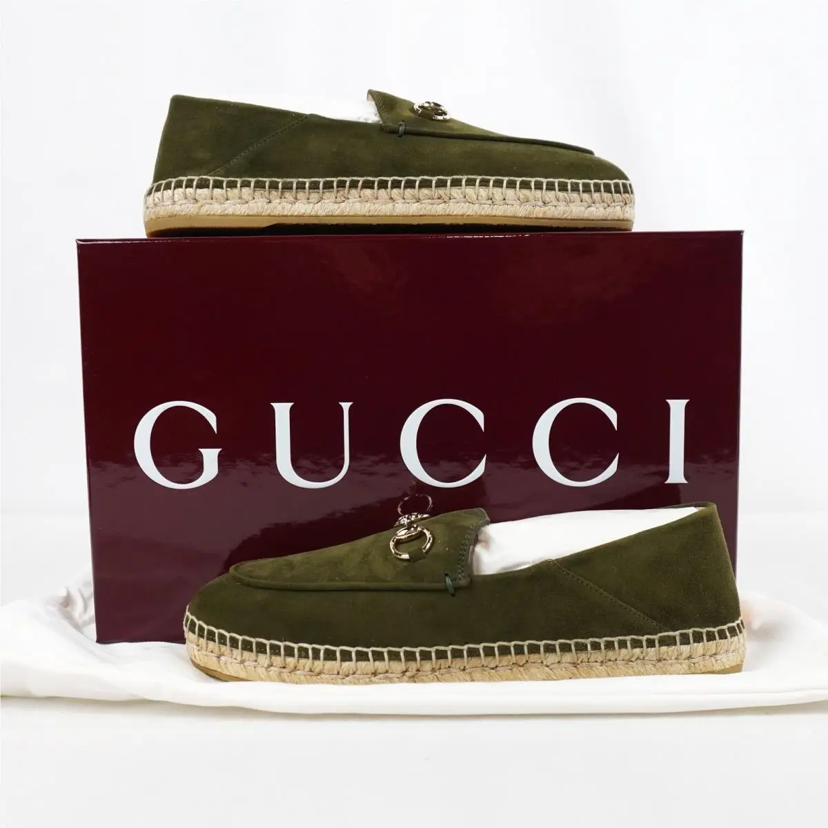 Gucci Suede Espadrilles Flats In Luscious Green 835089 - Women`s Size EU 36.5