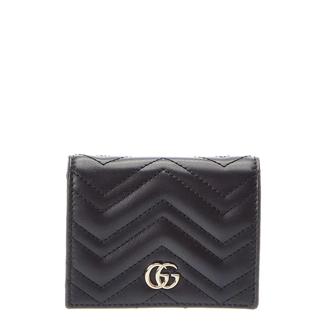 Gucci Gg Marmont Leather Card Case Women`s Black