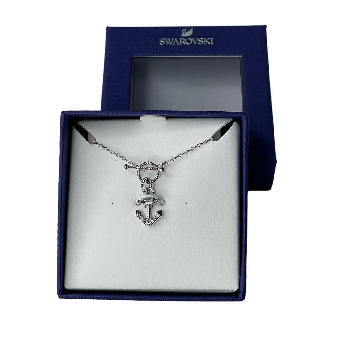 Travel Exclusive Anchor Rhodium Plated Necklace by Swarovski