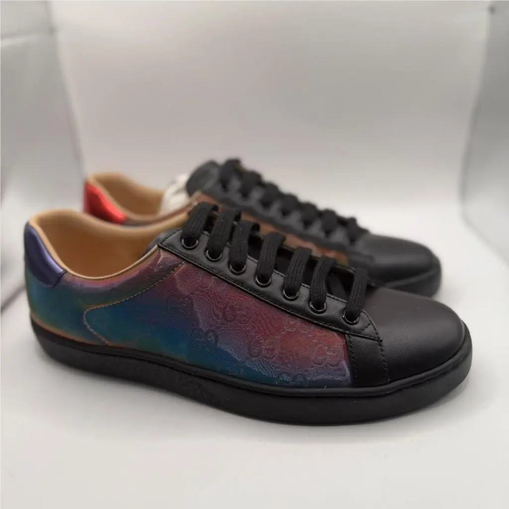 Gucci Ace Iridescent Holographic GG Supreme Low Top Sneakers Size 42