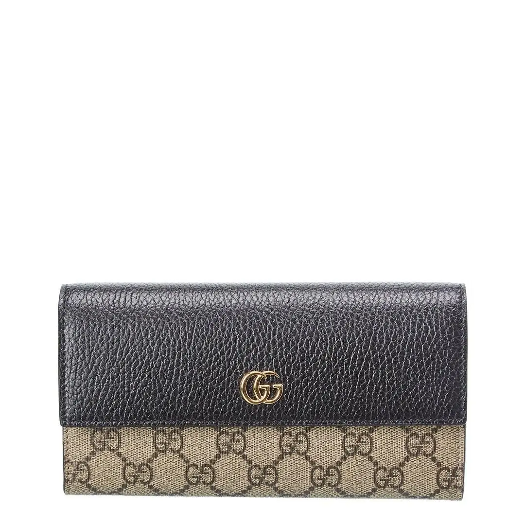 Gucci Gg Marmont Gg Supreme Canvas Leather Continental Wallet Women`s