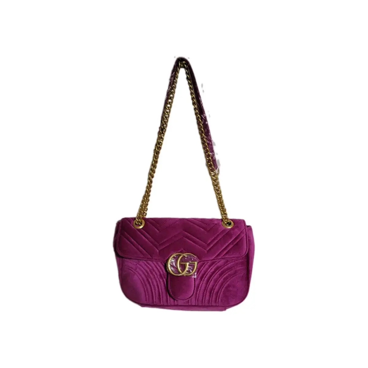 GG Marmont Velvet Chain Shoulder Bag Small Purple by Gucci